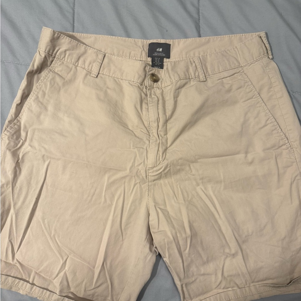 H&M Tan Flat Front Shorts Casual Wear